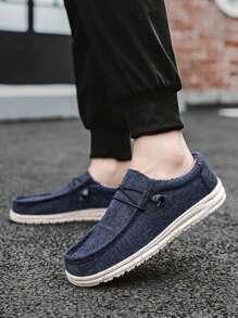 Mocassini casual da uomo in lino traspirante slip-on, scarpe da barca leggere e comode, versatili