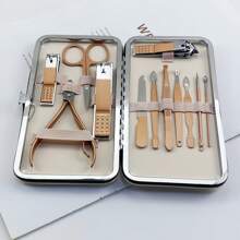 7/12/16pcs Portable Nail Clipper Storage Box With Portable Travel Case, Suitable For Home And Travel Use, Including Straight Edge Scissors And Files, Ear Spoons, Scissors - Professional Travel Beauty And Care Tools