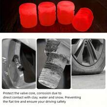 4pieces Set Of Luminous Tire Valve Covers For Cars, Bicycles, And Motorcycles - Hexagonal, Durable ABS Material, Perfect Fit, Bright Colors (Red, Blue, Green, Pink) - Enhances Visibility And Safety At Night, Car Tire Valve Covers