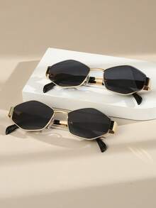 2 piezas Gafas vintage con montura de metal ovalada y con estilo para mujeres, accesorio de moda para verano, playa, al aire  viajes - Multicolor - Ver 18