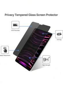 1pc - High Definition High Transparency, Anti-Scratch Anti-Drop, Full Screen Coverage, Strong Anti-Fingerprint, Sensitive Touch, Anti-Glare Tempered Glass Screen Protector, Privacy Protection Tempered Glass, Compatible With IPad Gift For Birthday, Family, Friends Anti-Spy, Pad Screen Protector, Pad Accessories