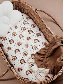 GLLQUEN BABY 2 tấm ga trải giường cũi trẻ em hình bầu dục/chữ nhật bằng vải muslin cotton đạt chứng nhận Oeko-Tex, có thể dùng làm tấm lót thay tã. - Thiên nhiên & Cầu vồng - Xem 7