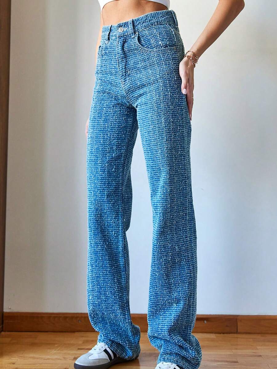 BIANCO LUCCI Women's Casual High Waist Denim Washed Jeans, Work Women Clothes - Blue - View 1