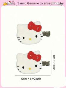 Sanrio (Authorized) New Sanrio 2 Pieces KT Metal Hair Clip - Cartoon Hair Clip Accessories, Headband, Anime Style Hair Ring, Gift For Sanrio Fans, Very Stylish Hair Clip, Suitable For Wearing In Various Occasions