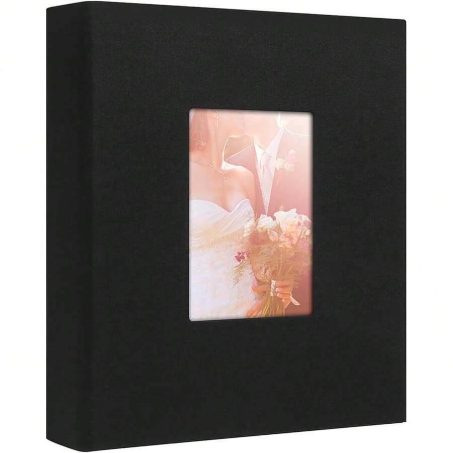 New-88 Photo Album 8x10 Holds 72 Photos, 8x10 Photo Album Linen Cover Front Window, 72 Pockets For 8x10 Photos, 8x10 Photo Album Book For 8x10 W Family Baby Anniversary Pictur Or Gift (Black) - Linen Black - 查看 1