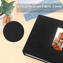 New-88 8x10 Photo Album Holds 72 Horizontal Photos, Linen Cover  Front Window, 8x10 Photo Album Book For 8 X 10 Pictur Artwork, 8 X 10  For Baby W Family Photos (Black) - 橫向黑色 - 查看 6