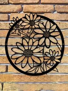 1 Stück Eisen Chrysantheme Wandskulptur - Eisen Blumen Wandkunst Dekoration, Innen Außen Garten Hof Wandkunst, Wohnzimmer Balkon Zaun Akzent