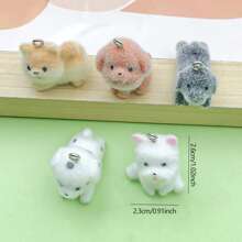 Set de 2/5 piezas de encantos de estatuilla de perro de oso de peluche de resina bonita con colgante de animal 3D de resina para hacer manualidades con llaveros, pulseras, collares y aretes
