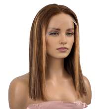 8 10 12 14 Inch 200% Density 13x4 HD Transparent Bob Lace Front Wigs Brazilian Virgin Wig Ear To Ear Straight Highlight Human Hair Blended Hair Glueless Lace Frontal Wigs Pre Plucked With Baby Hair Bone Straight