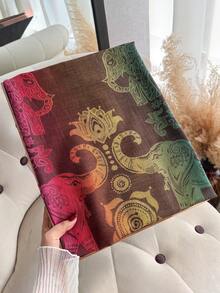 1 pezzo Sciarpa in jacquard con motivo paisley, elefante e floreale, scialle arcobaleno bohémien, leggera e versatile per la moda primavera/autunno, viaggi e fotografia