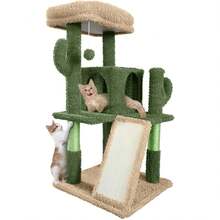 Local Delivery-CAPHAUS Tall Climbing Modern Indoor Play Tower For Large Cats Kittens, 70-Inch With Top Perch, Cat Cave Condo, Cat Tree W Hammock, Multi-Level Cat Activity Tree W Cute Scratching Posts - màu xanh lá - Xem 1