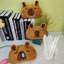1 hộp đựng bút chì Capybara sang trọng, túi đựng đồ dùng văn phòng phẩm hoạt hình dễ thương có sức chứa lớn, túi đựng bút chì, cặp đi học - màu nâu - Xem 4