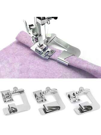Juego de 3 pies prensatelas de dobladillo enrollado de diferentes tamaños (1/2 pulgada, 3/4 pulgada, 1 pulgada) para máquinas de coser Singer, Brother, Janome y otros adaptadores de eje bajo (pies prensatelas de dobladillo enrollado)