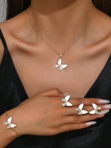 Women's Jewelry Set With Turquoise Chips And Faux Baroque Pearls, Includes 2pcs Simple Alloy Fashion Accessories, Suitable For Daily Wear - Necklace And Bracelet Set
