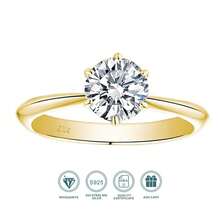 GRA Certified 1/2/3/5CT Moissanite Ring VVS1 Lab Diamonds Solitaire Ring For Women Engagement Promise Wedding Band Jewe - Gold - View 2