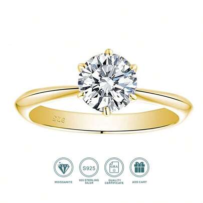 GRA Certified 1/2/3/5CT Moissanite Ring VVS1 Lab Diamonds Solitaire Ring For Women Engagement Promise Wedding Band Jewe