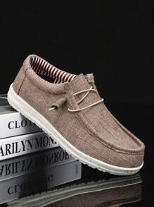 Mocassini casual da uomo in lino traspirante slip-on, scarpe da barca leggere e comode, versatili