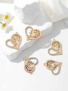 1pc Fashionable & Elegant Hollow Heart & Tree Of Life Shape Jewelry Pendant Accessory, Inlaid With Crystal, Suitable For Women DIY Jewelry Making