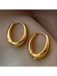 Chic Chunky Gold Hoop Earrings For Women – Bold And Modern Thick Hoop Design With High-Quality Gold Tone Finish For Luxurious Look – Lightweight And Comfortable For All-Day Wear – Adds Contemporary Elegance And Statement Style To Any Outfit – Perfect For Everyday Fashion, Casual Outings, Work, Parties, And Expressing Individual Style And Confidence – Secure Clasp Closure For Worry-Free Wear – A Wonderful Gift For Fashion-Forward Women And Teenagers Who Love Bold Jewelry – Versatile And Stylish Piece To Enhance Your Jewelry Collection With Contemporary Flair And Subtle Sophistication – Ideal For Both Casual And Dressier Looks - 彩色 - 查看 1