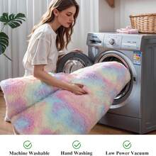 1pc Ultra-Soft, Comfortable And Fluffy Living Room Carpet, Bedroom Indoor Carpet, Fluffy Faux Fur Carpet, Home Decoration, Which Can Be Used In Bedrooms, Living Rooms, Corridors And Other Indoor Areas. - Rainbow - 查看 3