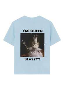 Tween Girls Casual Graphic Print Crew Neck Short Sleeve T-Shirt, Summer Top - Baby Blue - View 5