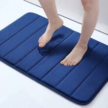 1pc Solid Color Simple Soft Memory Foam Sponge Absorbent & Non-Slip Bathroom Mat, Toilet Mat