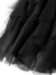 1 件女士波浪不对称分层网眼蓬蓬蛋糕裙