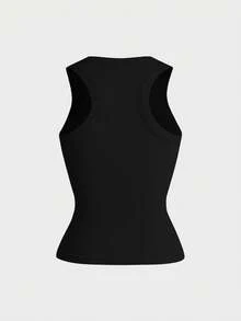 GAOVOT Women's Y2K Sexy Pure Desire Basic Casual Sports Home Square Neck Vest Top - 黑色 - 查看 10