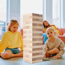 Tumbling Timber Toy, 60 Blocks Giant Tumble Tower Blocks Game, Pine Wood Tumbling Tower Game With Carry Bag And Scoreboard, Wooden Stacking Game, Tumble Tower Family Games For Indoor/Outdoor - 60 Blocks L18*W6*H3cm With Dots - View 9