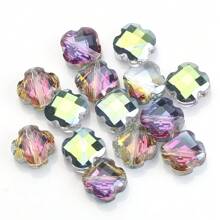 30 Peças/Pacote 9*12mm Oval 12mm Contas de Vidro de Trevo de Quatro Folhas, Contas Soltas Eletrorrevestidas para Acessórios de Joias DIY, Chaveiros, Encantos de Celular