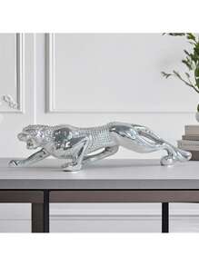 5pcs Resin Leopard Sculpture Ornaments In Assorted Colors, Ideal Home Decor Animal Figurines For Living Room, Desk, Liquor Cabinet, Holiday Gifts And Dining Table Decoration