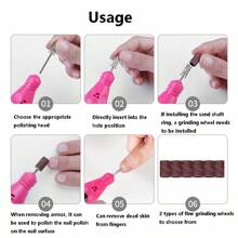 Polishing Pen, Nail Removal Portable Electric Pen, Dead Skin Removal Nail Polish Machine Tool Set, Nail Electric Polishing Machine