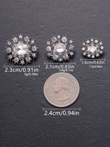 Set de 4 botones metálicos florales ocos con incrustaciones de diamantes, decoración elegante para vestido de novia, abrigo, suéter, blazer, manualidades DIY, joyero, bolso