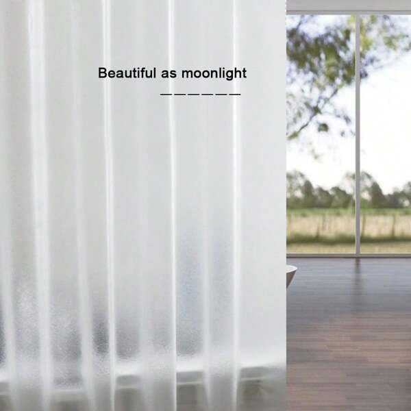 12mm Thick Silk Voil Bathroom Curtain, Semi-Transparent Waterproof Mildew-Proof Shower Curtain With 3D Frosted Effect, Suitable For Bathtub And Air Conditioner, Oil & Water Resistant