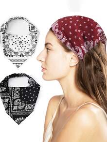 1件2025复古发带，均码，装饰布三角发带，弹力三角围巾发带，感恩节女士发饰，优雅发带 - 彩色 - 查看 7