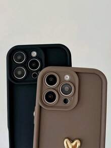 1PC 3D Złote Serce Silikonowe Etui na Telefon Ładny Prezent Wstrząsoodporne Miękkie TPU Pokrywa Kompatybilny Z 13 16 Pro Max i Kompatybilny Z Galaxy A14/A54/S25 Ultra Podniesiona Ochrona Aparatu