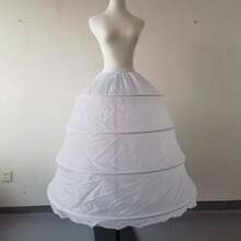 Women's Vintage 4-Hoop Crinoline Petticoat - Adjustable Elastic Waist (21.65"-41.3") Full-Length Fluffy Underskirt For Ball Gowns, Wedding Dresses & Formal Attire, Dance Dress Accessory Semitransparent Fabric