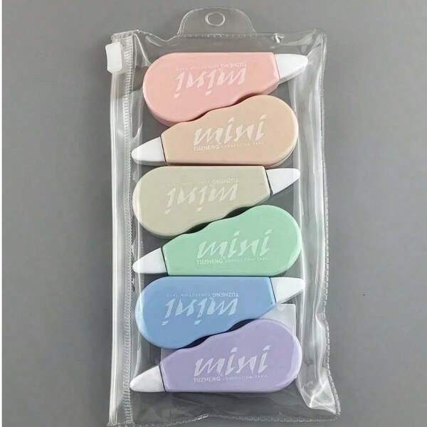 6 Stücke tragbare kreative Mini Buchstaben Weiß Korrekturband, Schul-Essentials, für Schule und Büro, Makaron Farben, kleine frische Persönlichkeit Schreibwaren, Geschenke für Studenten, Geschenke für Mitschüler, Startgeschenke, Einschulungsgeschenke