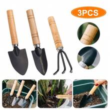 Kit 3 Peças para Jardinagem Conjunto Mini Ferramentas Jardim Vaso Planta Horta Cultivo - Preto - Visão 4