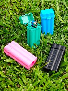 1 pieza Nuevo Estuche Multiusos para guardar Encendedores y Cigarrillos, Caja Portátil con 4 Ranuras Resistente al Agua para Proteger Cigarrillos, Accesorios para Fumar, Gran Regalo para Amigos y Familia - Multicolor - Ver 3