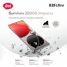 itel S25 Ultra 双卡 4G 钛金版 Android 14 智能手机 8GB RAM 256GB，5000mAh 电池，Type-C 充电，指纹解锁