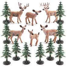 6pcs/16pcs Lifelike Reindeer Deer Animal Christmas Tree Ornament Model Set, Educational Toys, Home Decor, Tabletop Figurines, Holiday Gift