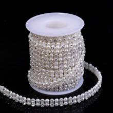 3 Yards/Roll ABS Faux Pearl Rhinestone Chain, Bridal Dress Accessory, Party Decorative Chain, Elegant Bracelet & Necklace Making Faux Pearl Chain
