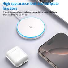 Magnetic Wireless Charger, Compatible With IPhone 12/13/14/15/16 Series And 3/2/Pro, 15W Charger With Breathing Light Fast Charging, Esports Colorful Business Minimalist - White - View 3