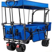 Perfect For Father's Day Gift, 39" Oversized Foldable Cart With Canopy, 330lbs Capacity, All-Terrain Wheels & Rear Storage Box, Great For Beaches, Lawns, Sports, Camping, Fishing, Barbecues, Mobile Carts.