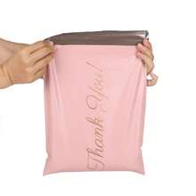 Bolsa de correo rosa de polietileno INPLUSTOP, GRACIAS, bolsa de mensajería opaca para ropa, sobre de paquete, bolsas de almacenamiento logístico - 15x23x4 cm 20 piezas - Ver 2