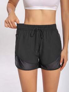 2-In-1 Women's Yoga Shorts, Quick-Dry Fabric, Mesh Pocket Design - Suitable For Casual Fitness, Gym Workout - Suitable For Summer - Women's Version - Ideal Choice For An Active Lifestyle - Black - View 5