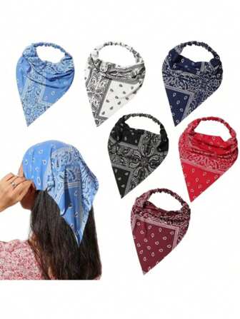 1pc Retro Headband Bandana, Elastic Triangular Headscarf, Breathable Hairband For Women, Thin Style