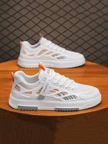 2025新款透气网眼白色增高运动休闲厚底运动鞋男士，轻便网眼运动鞋，适合男学生 - 黑色 - 查看 4