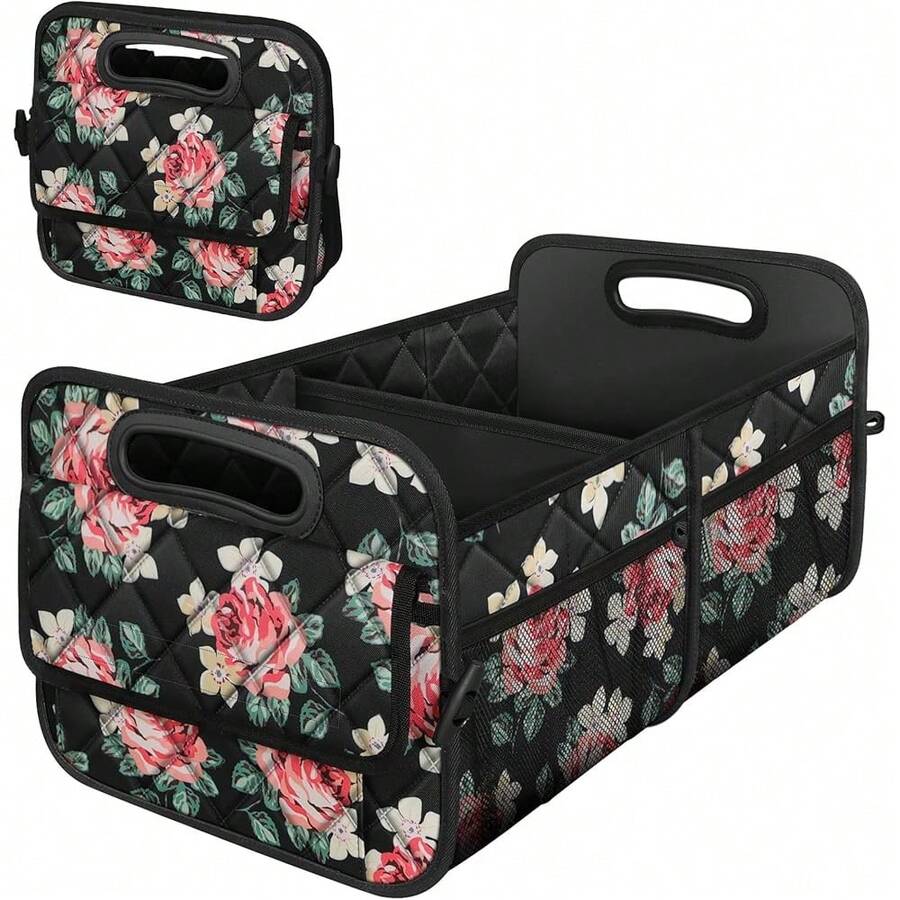New Car Trunk Organzier For SUV, Car Organziers And Storage With 6 Big Pocket, 50L Waterproof Polyester Car Accessories For Women/Men (Medium, Floral) - 花的 - 查看 1
